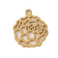 304 Stainless Steel Pendants, Laser Cut, Hollow Birth Flower Charm, Real 18K Gold Plated, October Marigold, 12.5x11x1mm, Hole: 1.2mm(STAS-S139-06G-05)