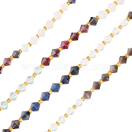 1 Strand Natural Mixed Gemstone Beads Strands, with Glass Seed Beads and Elastic Crystal Thread, Bicone, 5.5~6x5.5~6mm, Hole: 0.8mm, about 42pcs/strand, 12.01 inch(30.5cm)(AJEW-OC0004-25)