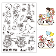 PVC Plastic Stamps, for DIY Scrapbooking, Photo Album Decorative, Cards Making, Stamp Sheets, Bicycle Pattern, 16x11x0.3cm(DIY-WH0167-56-639)