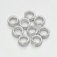 Brass Split Rings, Double Loops Jump Rings, Silver Color Plated, 4x0.8mm, about 3.2mm inner diameter, about 6755pcs/500g(KK-E647-09S-4mm)