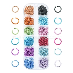 600Pcs 12 Colors Aluminum Wire Open Jump Ring Sets, Round Ring, Mixed Color, 20 Gauge, 6x0.8mm, Inner Diameter: 5mm, 50pcs/color(DIY-FS0004-14)