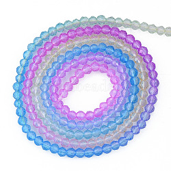 Transparent Glass Beads Strands, Segmented Multi-color Beads, Faceted Round, Colorful, 2mm, Hole: 0.6mm, about 194~199pcs/strand, 14.49 inch~14.61 inch(36.8~37.1cm)(GLAA-N041-009-08)