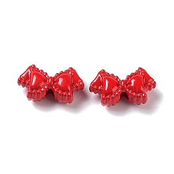 Spray Painted Alloy Bead, Bowknot, Crimson, 7.5x8x5mm, Hole: 1.6mm(X-PALLOY-H134-44)