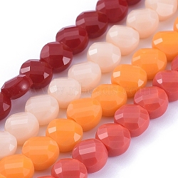 Glass Beads Strands, Faceted, Flat Round, Mixed Color, 6x4mm, Hole: 1.2mm, about 98pcs/Strand, 22 inch(53.5cm)(EGLA-J149-B-01)