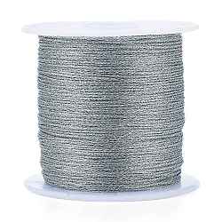 Polyester Braided Metallic Cord, for DIY Braided Bracelets Making and Embroidery, Gray, 0.4mm, 6-Ply, about 54.68 yards(50m)/roll(X-OCOR-I007-B-30)