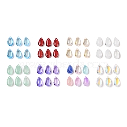 Transparent Glass Charms, Teardrop, Mixed Color, 14x8x5.2mm, Hole: 1.2mm(GLAA-U002-01C)