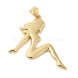 Rack Plating Brass Pendants, Long-Lasting Plated, Cadmium Free & Lead Free, Woman Charm, Real 18K Gold Plated, 27x32.5x2mm, Hole: 5x3.5mm(KK-R144-09G)