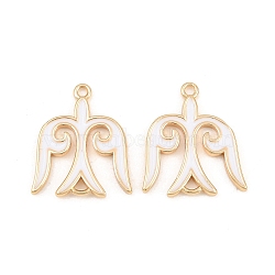 Brass Enamel Connector Charms, Swallow Links, Real 18K Gold Plated, White, 23x17x2mm, Hole: 1.7mm(KK-CBA6818-01G-03)
