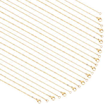 Elite 12Pcs 3 Size Brass Cable Chain Necklaces Set for Women, Golden, 17.91~17.99 inch(45.5~45.7cm), 4Pcs/size