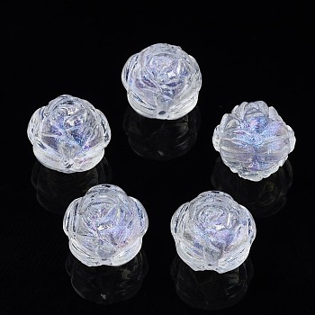 Transparent Acrylic Beads, Glitter Powder, Flower, Clear, 10x10x10mm, Hole: 1.4mm, about 1110pcs/500g