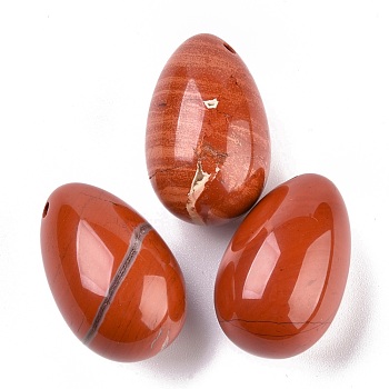 Natural Red Jasper Pendants, Easter Egg Stone, 45x30x30mm, Hole: 2.2mm