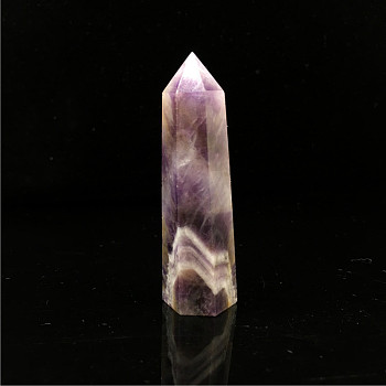Point Tower Natural Amethyst Home Display Decoration, Healing Stone Wands, for Reiki Chakra Meditation Therapy Decos, Hexagon Prism, 50~60mm