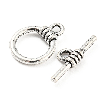 Tibetan Style Alloy Toggle Clasps, Cadmium Free & Lead Free, Ring, Antique Silver, Ring: 17x13x3.5mm, Bar: 19x7x3.5mm, Hole: 2mm, about 662pcs/1000g