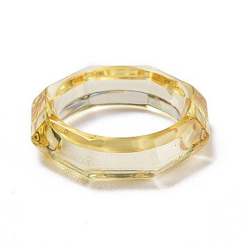 Transparent Acrylic Finger Rings, Octagon, Gold, US Size 5 1/2(16.1mm)