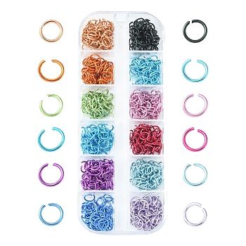 600Pcs 12 Colors Aluminum Wire Open Jump Ring Sets, Round Ring, Mixed Color, 20 Gauge, 6x0.8mm, Inner Diameter: 5mm, 50pcs/color