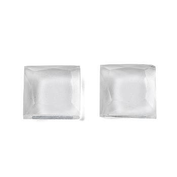 Glass Cabochons, Flat Back, Faceted, Square, Clear, 10x10x3mm