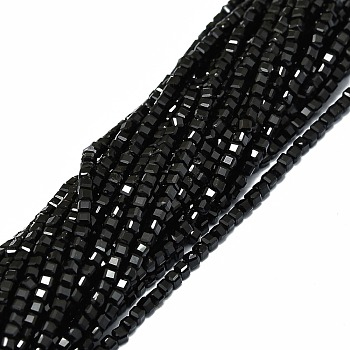 Natural Obsidian Beads Strands, Faceted Table Cut Cube, 2x2x2mm, Hole: 0.6mm, about 173pcs/strand, 15.55''(39.5cm)