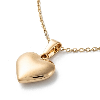 304 Stainless Steel Pendant Necklaces, with Cable Chains and Lobster Claw Clasps, Heart, Golden, 17.71 inch(45cm), 1.5mm