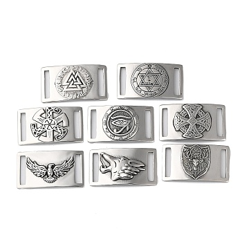 Viking 304 Stainless Steel Buckles, Belt Fastener, for Men's Belt, Antique Silver, Rectangle, Mixed Shapes, 46x25.5x2mm, Hole: 20x3.5mm