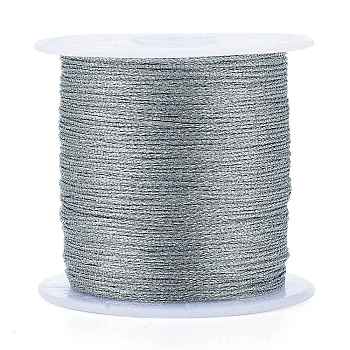 Polyester Braided Metallic Thread, for DIY Braided Bracelets Making and Embroidery, Gray, 0.4mm, 6-Ply, about 54.68 yards(50m)/roll