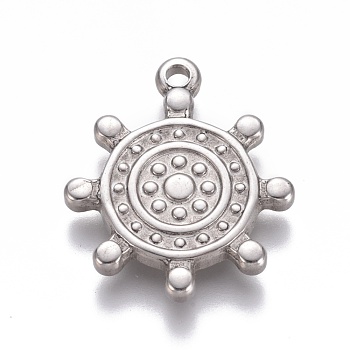 304 Stainless Steel Pendants, Helm, Stainless Steel Color, 22x18.8x3mm, Hole: 1.8mm