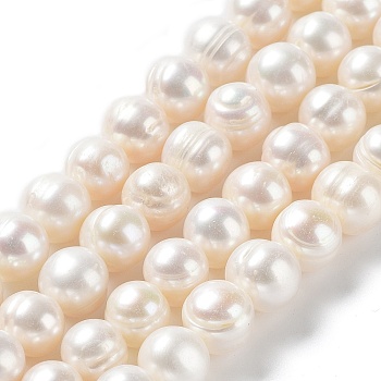 Natural Cultured Freshwater Pearl Beads Strands, Potato, Grade 2A, Antique White, 9~11x9~10mm, Hole: 0.5mm, about 39pcs/strand, 14.76''(37.5cm)