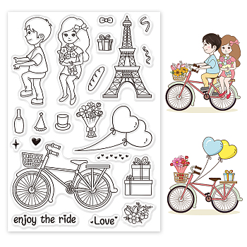 PVC Plastic Stamps, for DIY Scrapbooking, Photo Album Decorative, Cards Making, Stamp Sheets, Bicycle Pattern, 16x11x0.3cm