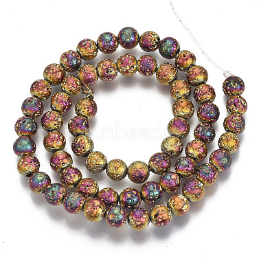 Electroplated Natural Lava Rock Beads Strands(G-S352-30B-07)-2