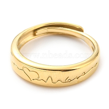 304 Verstellbarer Herzschlag-Ring aus Edelstahl für Damen(RJEW-C016-25G)-2