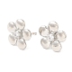Brass Flower Stud Earrings with Clear Cubic Zirconia(EJEW-Q770-10P)-1