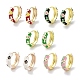 Real 18K Gold Plated Brass Enamel Flower Print Hoop Earrings for Women(EJEW-L269-118G)-1