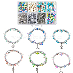DIY Ocean Theme Double Layer Bracelets Making Kits, including Glass & Gemstone & Shell & Alloy Beads, Brass & Alloy Charms, 304 Stainless Steel Open Jump Rings, Mixed Color, 0.8mm(DIY-SC0029-52)