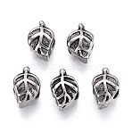 304 Stainless Steel European Style Large Hole Beads, Leaf, Antique Silver, 12.5~13x8x9mm, Hole: 4~5mm(STAS-T072-111AS)