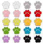 20Pcs 10 Colors Computerized Embroidery Cloth Iron on/Sew on Patches, Costume Accessories, Paw Print, with Sequin, Mixed Color, 60x60x2mm, 2pcs/color(DIY-FG0010-16)