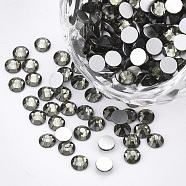 Glass Flat Back Rhinestone Cabochons, Back Plated, Faceted Half Round, Black Diamond, SS20, 4.6~4.8x2mm, about 1440pcs/bag(RGLA-S002-20SS-01)