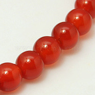 Natural Carnelian Bead Strands, Dyed & Heated, Grade A, Round, Red, 8mm, Hole: 1mm(X-G-G338-8mm-01)