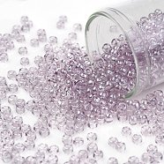 TOHO Round Seed Beads, Japanese Seed Beads, (632) Light Lavender Transparent Luster, 8/0, 3mm, Hole: 1mm, about 10000pcs/pound(SEED-TR08-0632)