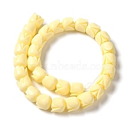 Synthetic Coral Flower Rose Beads Strands, Dyed, Yellow, 10.5x10mm, Hole: 1mm, about 30pcs/strand, 11.81''(30cm)(CORA-U001-01)