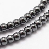 Grade AB Non-magnetic Synthetic Hematite Beads Strands, Round, 3mm, Hole: 0.8mm, 1mm, about 165pcs/strand, 15.7 inch(G-P209-02-3mm)