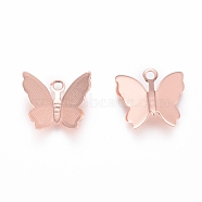 Brass Charms, Long-Lasting Plated, Butterfly, Rose Gold, 11x13x3.5mm, Hole: 1.6mm(KK-L198-007RG)