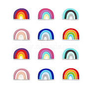 12Pcs 6 Colors Food Grade Eco-Friendly Silicone Beads, Chewing Beads For Teethers, DIY Nursing Necklaces Making, Rainbow, Mixed Color, 18x25x9mm, Hole: 2mm, 2pcs/color(SIL-CA0001-61)