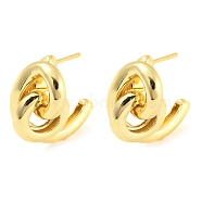 Rack Plating Brass Vortex Knot Dangle Stud Earrings, Long-Lasting Plated, Lead Free & Cadmium Free, Real 18K Gold Plated, 23x12mm(EJEW-K245-33G)