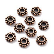 Alloy European Beads, Flower, Lead Free & Nickel Free, Red Copper, 12x4mm, Hole: 5mm(PALLOY-F163-08R-FF)