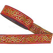 Ethnic Style Embroidery Polyester Ribbons, Jacquard Ribbon, Tyrolean Ribbon, Garment Accessories, Flat, Red, 3/4 inch(20mm), about 7.66 Yards(7m)/Roll(OCOR-WH0070-86A)