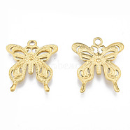 Ion Plating(IP) 304 Stainless Steel Pendants, Butterfly, Real 18K Gold Plated, 26.5x24x3.5mm, Hole: 2mm(STAS-N098-179LG)