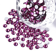 Glass Flat Back Rhinestone Cabochons, Back Plated, Faceted Half Round, Fuchsia, SS12, 3~3.2x1.5mm, about 1440pcs/bag(RGLA-S002-12SS-26)