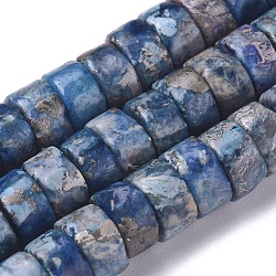 Natural African Pyrite Beads Strands, Dyed, Heishi Beads, Flat Round/Disc, 6x3mm, Hole: 0.7mm, about 119 pcs/Strand, 15.75 inch(40 cm)(G-D0006-E01-B-02)