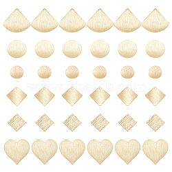 36Pcs 6 Style Brass Charms, Long-Lasting Plated, Flat Round & Square & Fan & Heart & Rhombus, Real 24K Gold Plated, 6pcs/style(KK-SC0002-56)