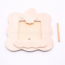 Unfinished Natural Wood Photo Frames, For Arts and Crafts DIY Painting Projects, Square with Fish, BurlyWood, 14.6x13x1cm, Hole: 5mm(WOOD-WH0110-32)