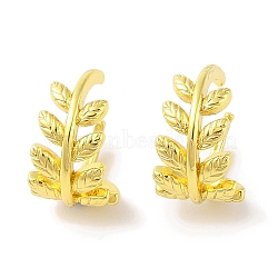 Leaf Brass Cuff Earrings for Women, Real 18K Gold Plated, 12x8.5mm(EJEW-I305-57G)